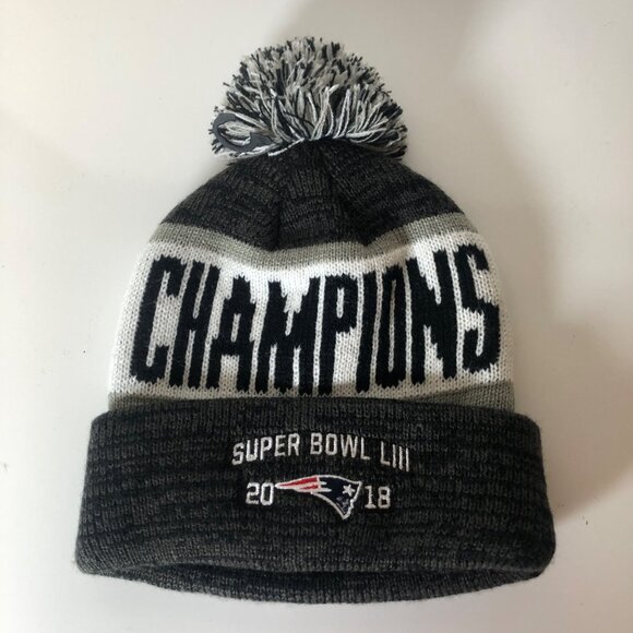 New England Patriots NFL Super Bowl LIII 2018 Champions Knit Beanie Hat - Picture 2 of 4